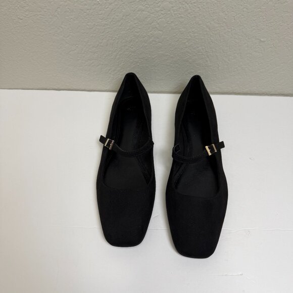 H&M Women's Black Mary Jane Square Toe Ballet Flats With Straps Size 8 - Picture 2 of 10